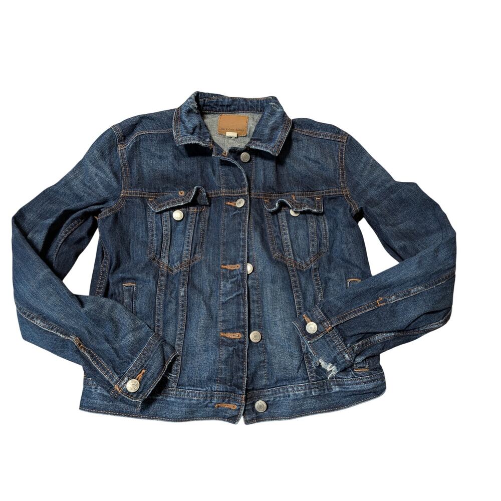 AMERICAN EAGLE Women's Blue Jean/Denim jacket, size XS, Lightly Distressed